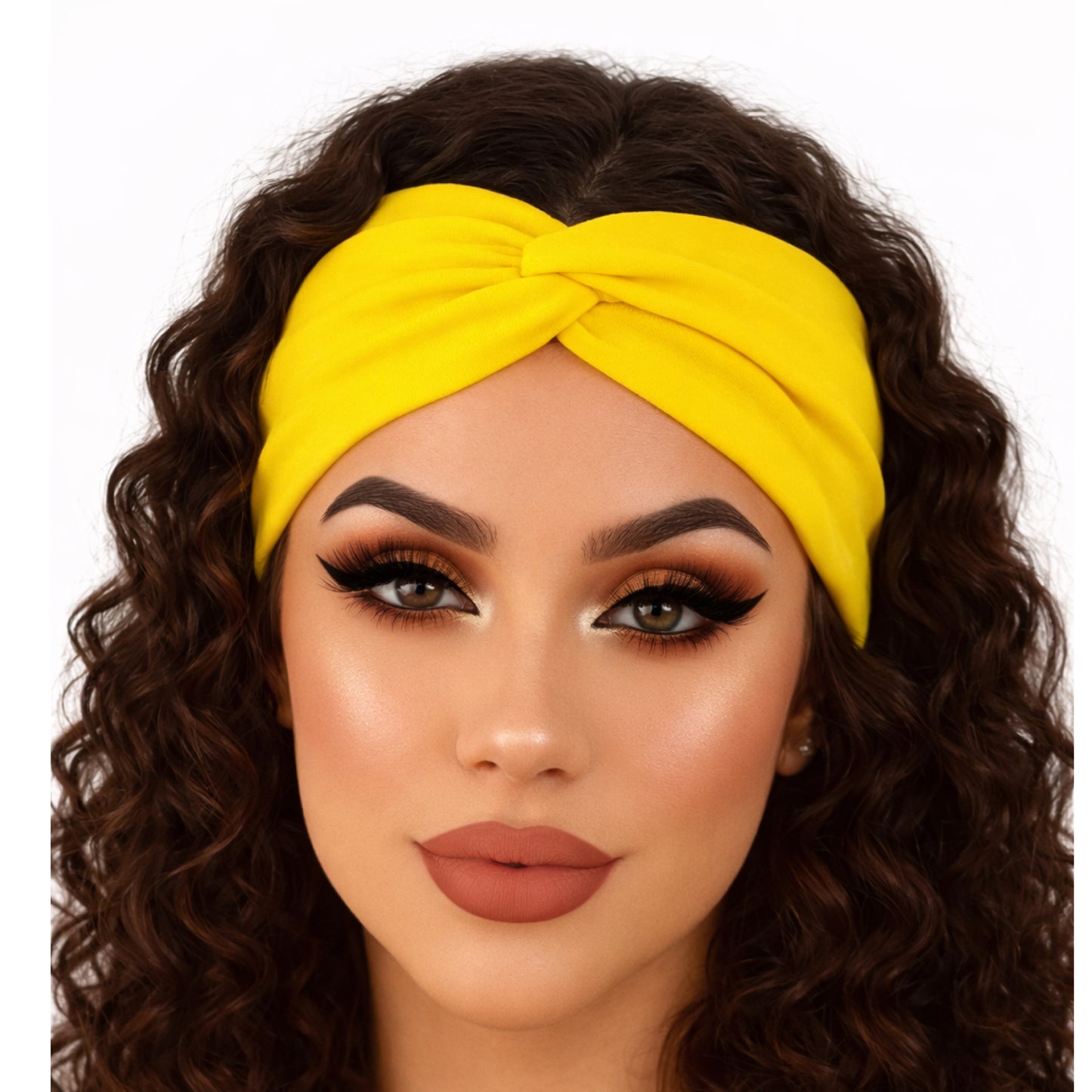 Sunshine Yellow Twist Knot Headband – Wide Stretch Turban Hair Wrap