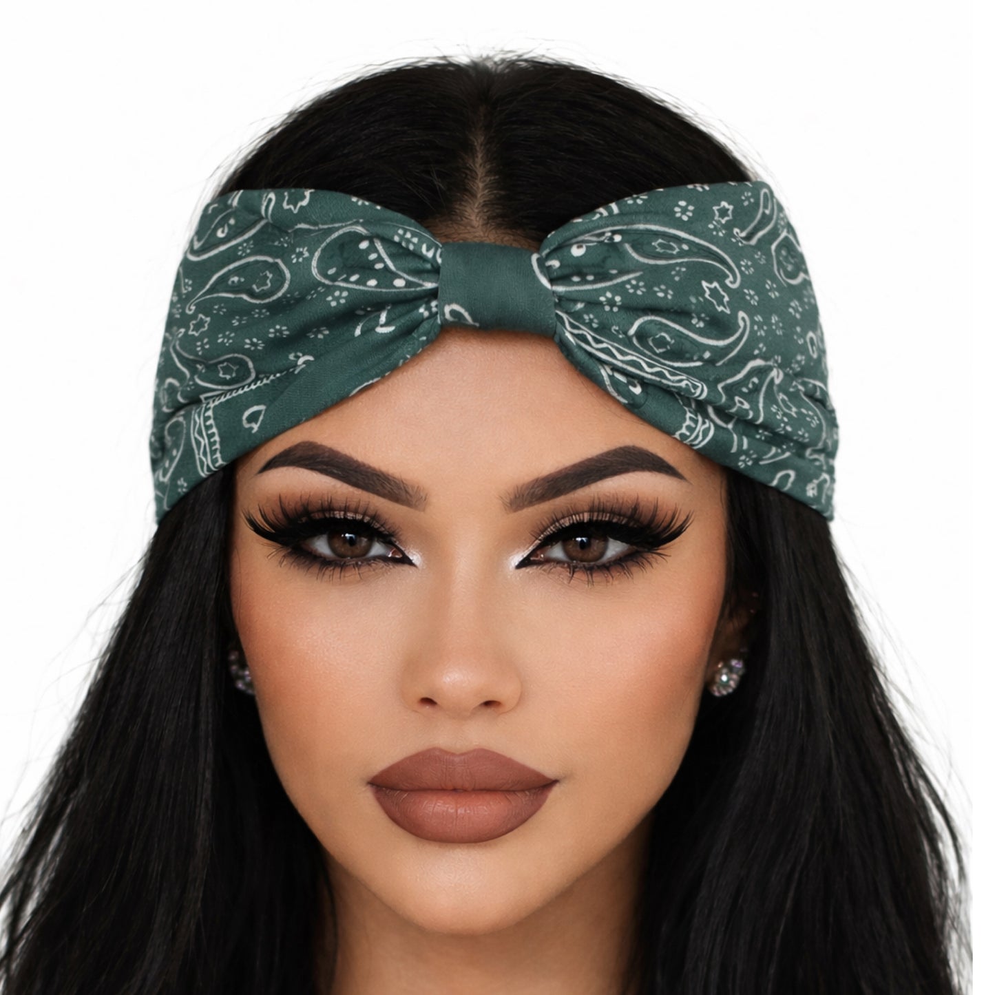 Forest Green Paisley Twist Knot Headband – Wide Bandana Hair Wrap
