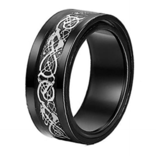 Black Spinner Ring | Celtic Knot Pattern | Stainless Steel Fidget Anxiety Band