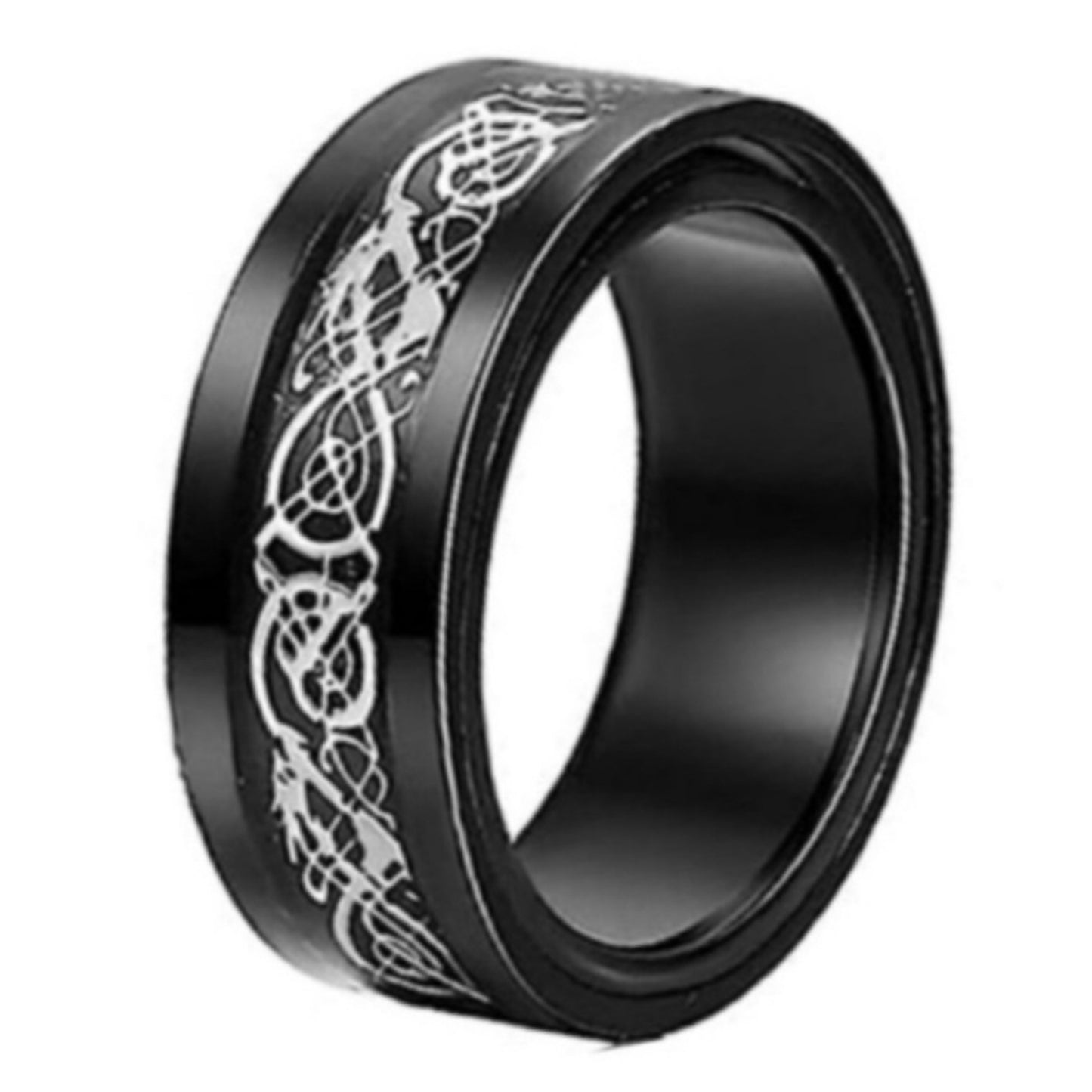 Black Spinner Ring | Celtic Knot Pattern | Stainless Steel Fidget Anxiety Band