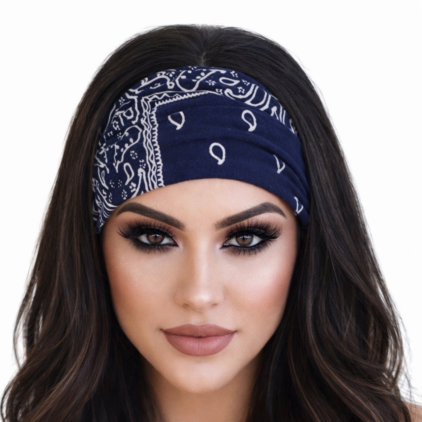 Navy Bandana Print Twist Knot Headband – Paisley Wide Hair Wrap