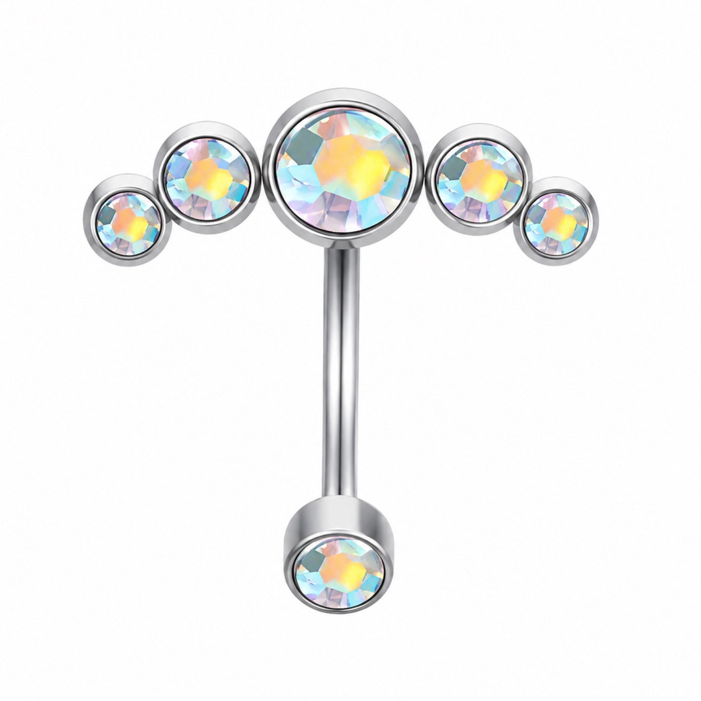 Iridescent Crystal Fan Navel Belly Button Ring