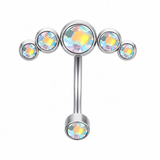 Iridescent Crystal Fan Navel Belly Button Ring