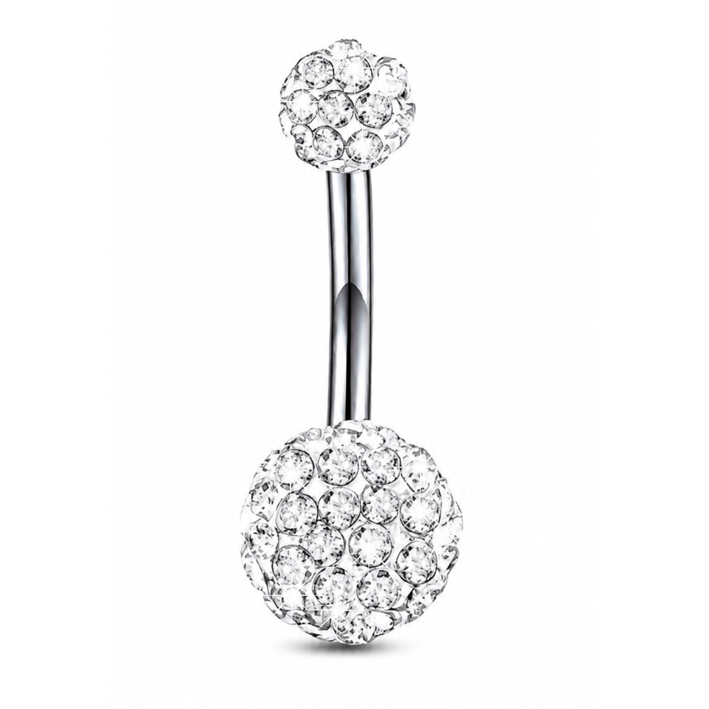 Clear Pave Crystal Ball Navel Belly Button Ring