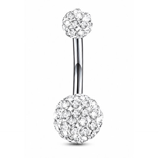 Clear Pave Crystal Ball Navel Belly Button Ring