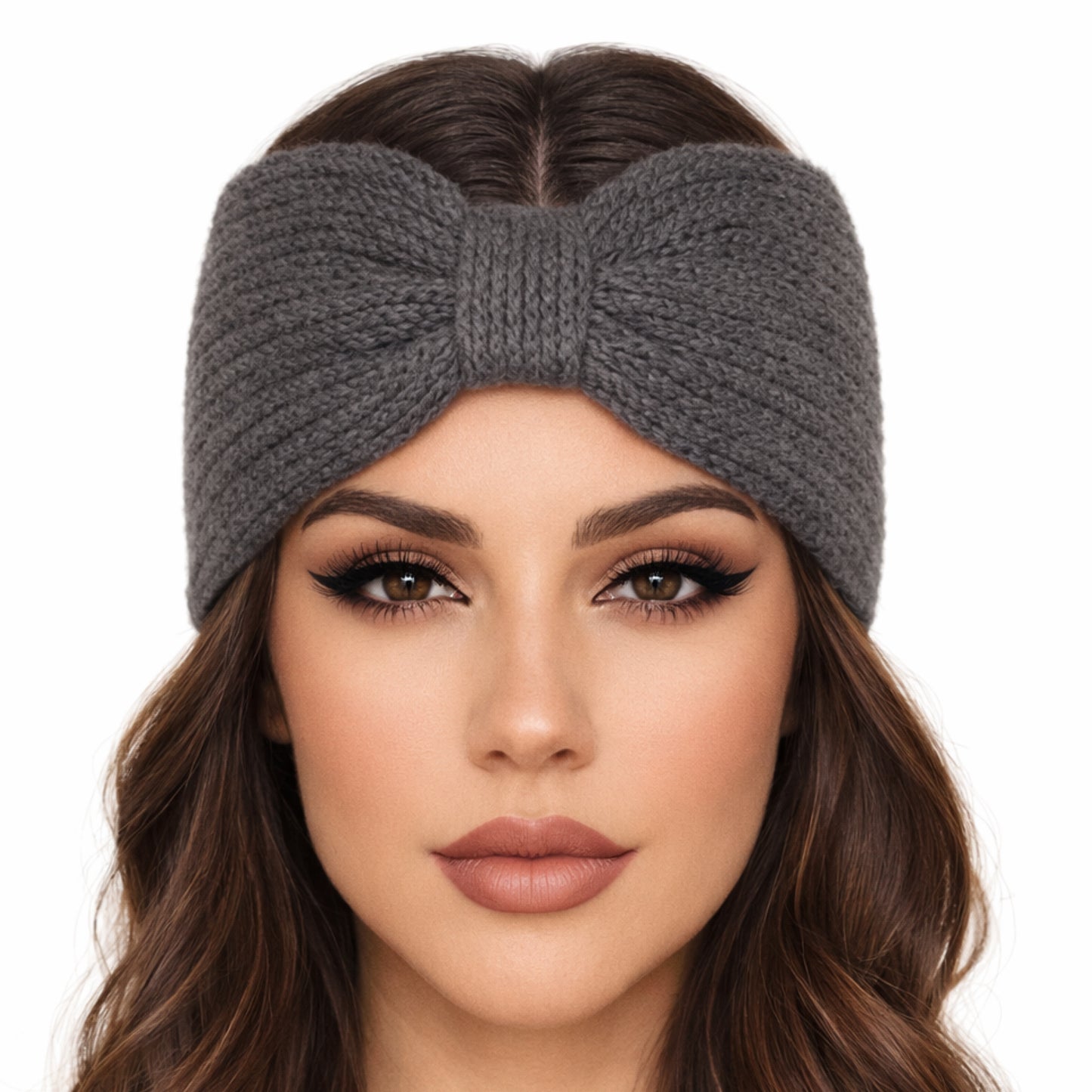 Gray Chunky Knit Bow Headband – Cozy Winter Ear Warmer