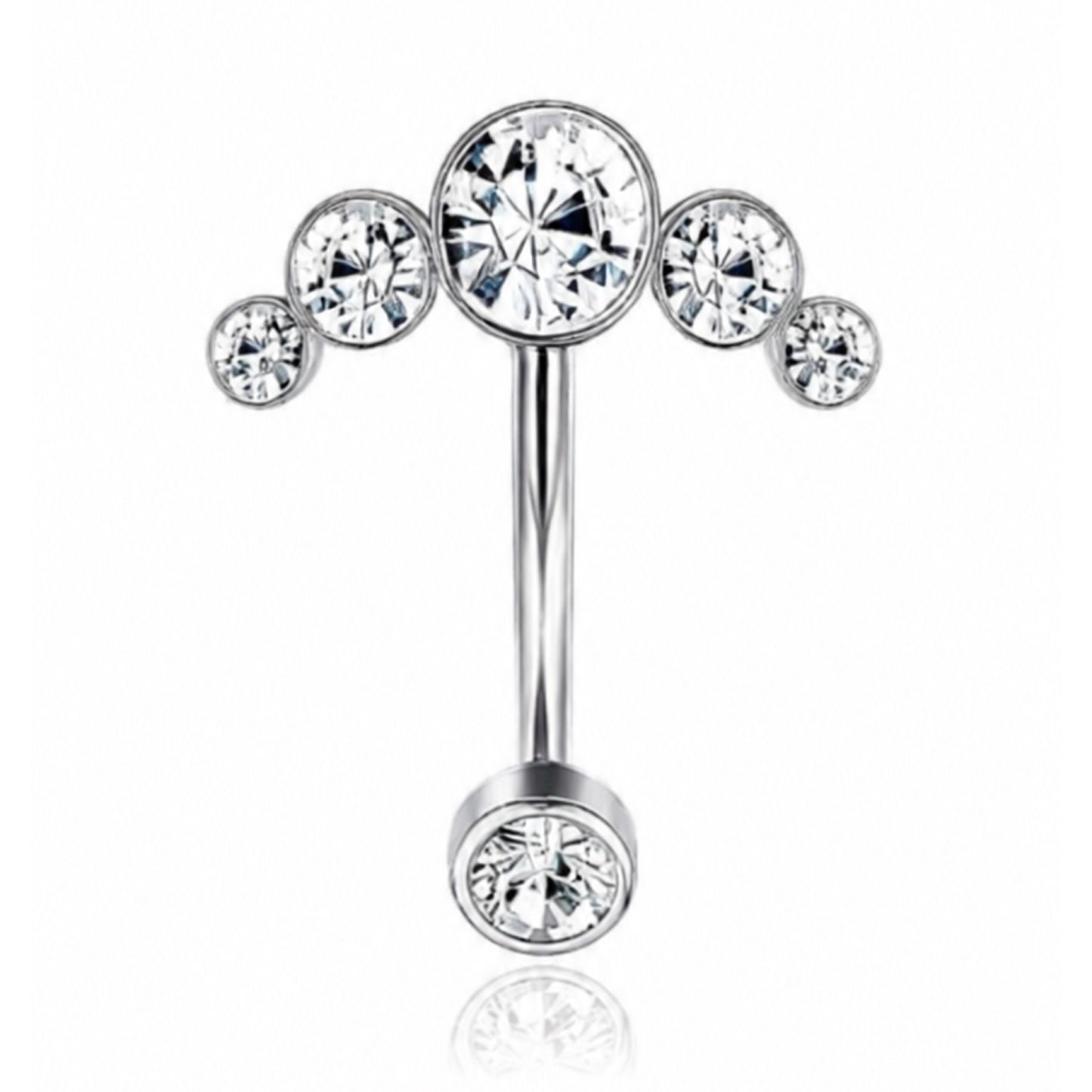 Clear CZ Cluster Navel Belly Button Ring