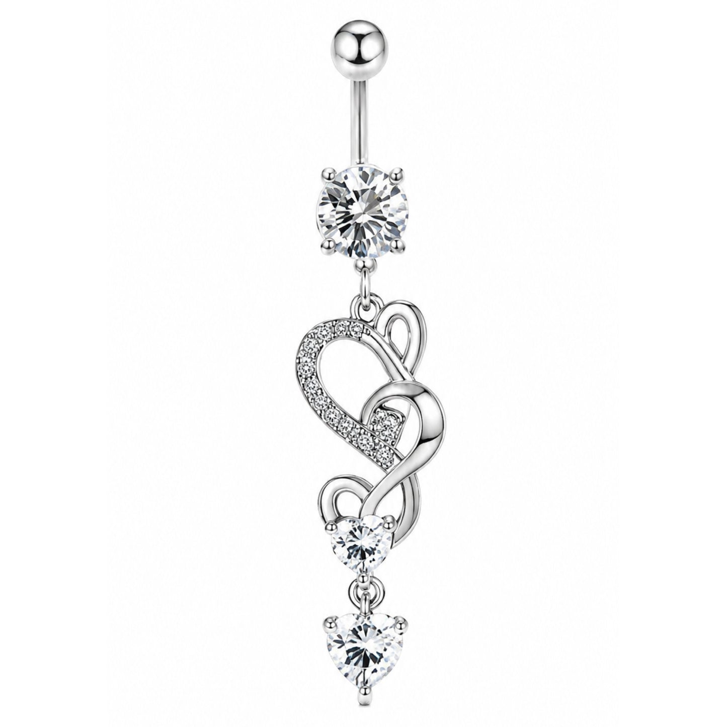Heart Infinity Dangle Navel Belly Button Ring