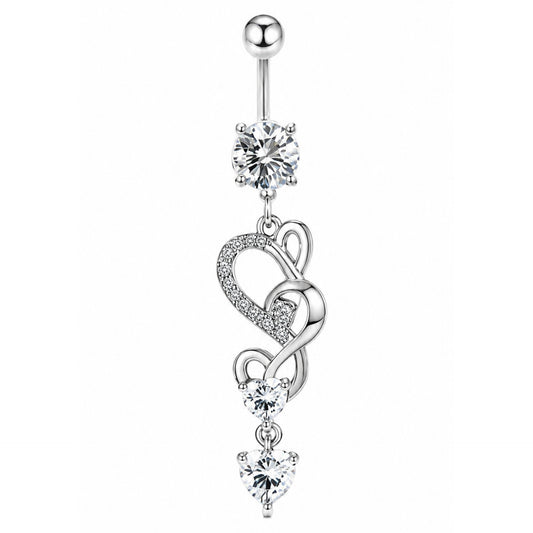 Heart Infinity Dangle Navel Belly Button Ring