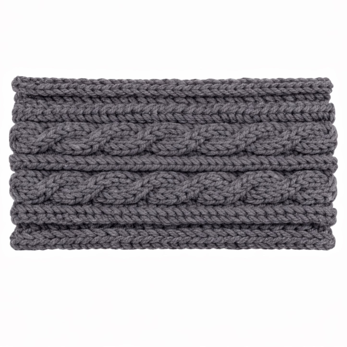 Charcoal Gray Chunky Knit Bow Headband – Cable Twist Winter Ear Warmer