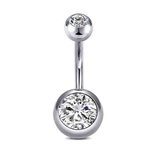 Clear Double CZ Belly Button Navel Ring