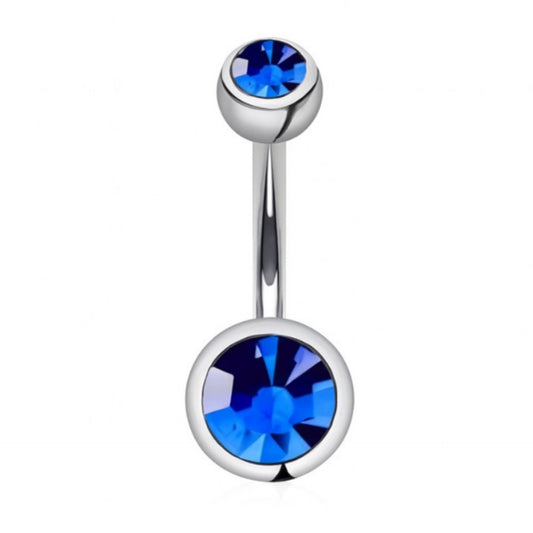 Blue CZ Navel Belly Button Ring