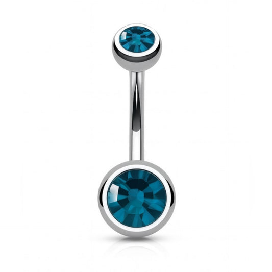 Teal CZ Navel Belly Button Ring