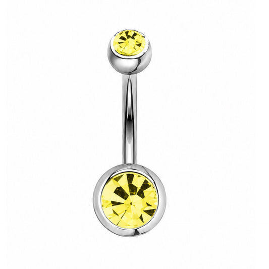 Yellow CZ Navel Belly Button Ring