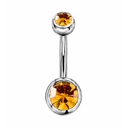 Orange CZ 14G Navel Belly Button Ring
