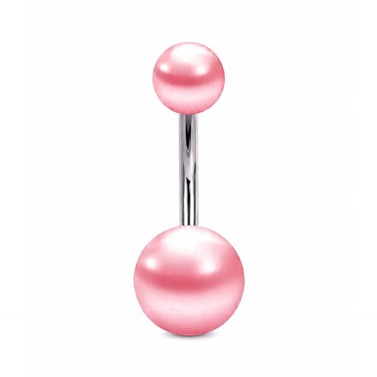 Pink Pearl Navel Belly Button Ring
