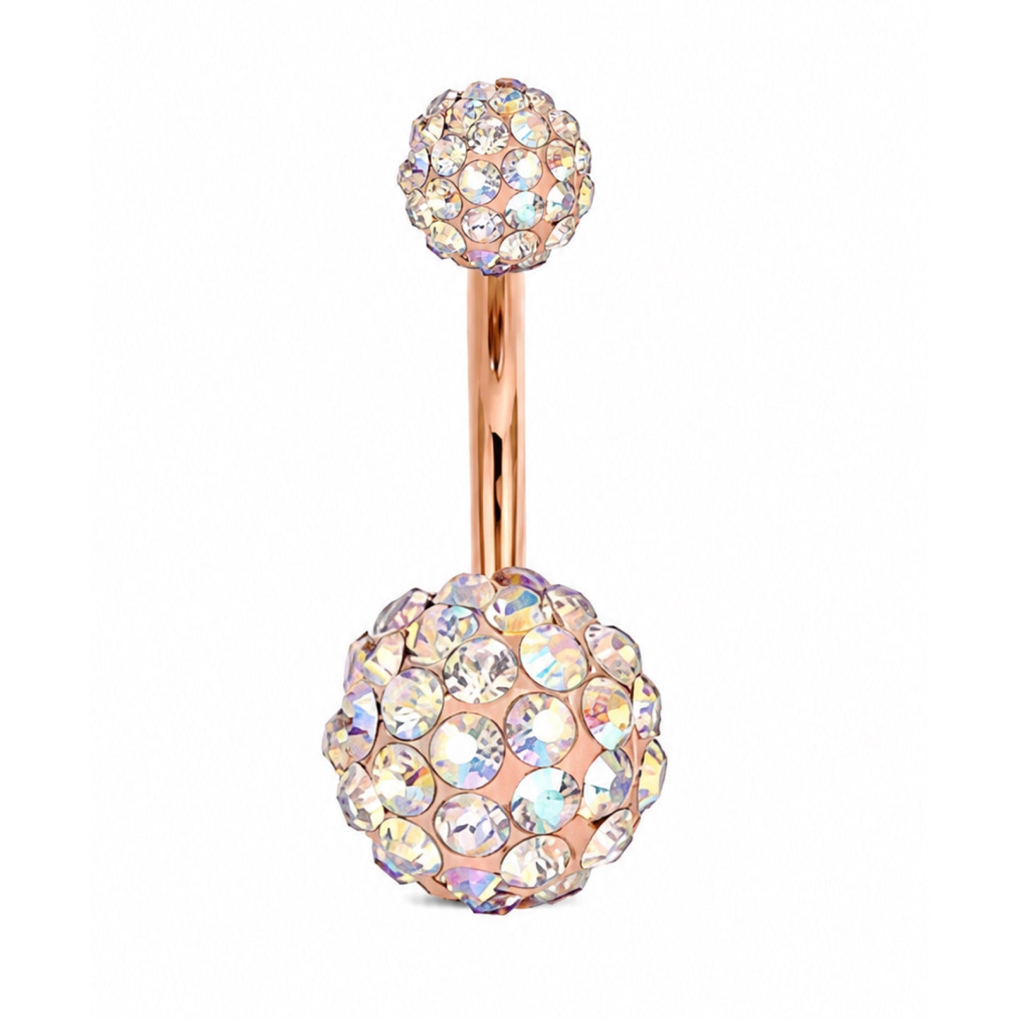 Rose Gold Crystal Pave Navel Belly Button Ring