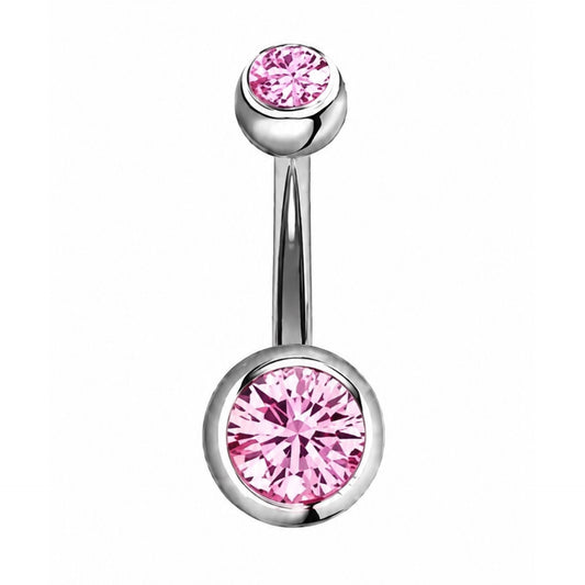 Light Pink CZ Navel Belly Button Ring