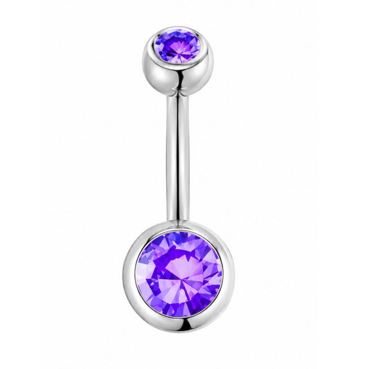Purple CZ Navel Belly Button Ring