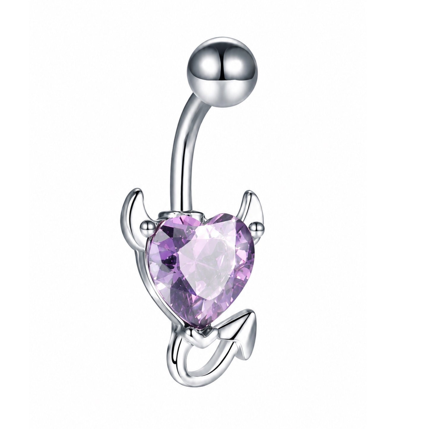 Purple Heart Devil Navel Belly Ring