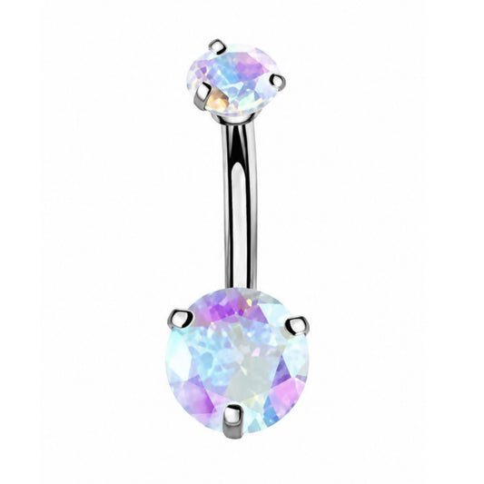 Iridescent CZ Stainless Steel Navel Belly Button Ring