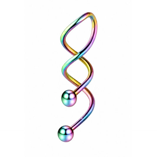 Rainbow Spiral Dangle Navel Belly Button Ring