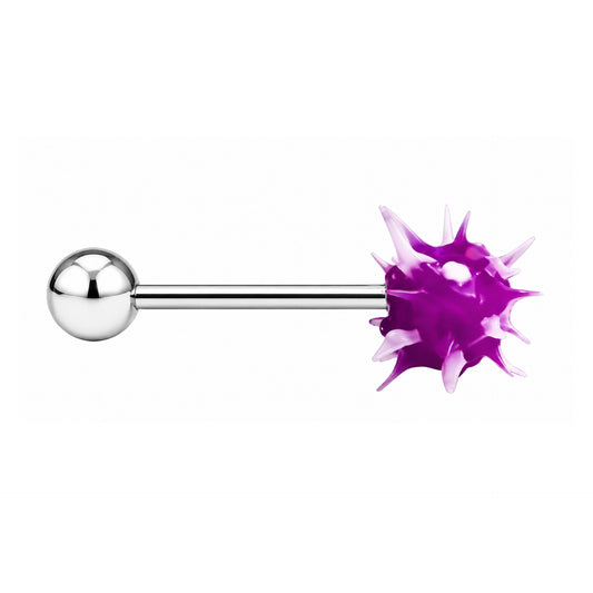 Purple Silicone Spike Barbell Tongue Ring