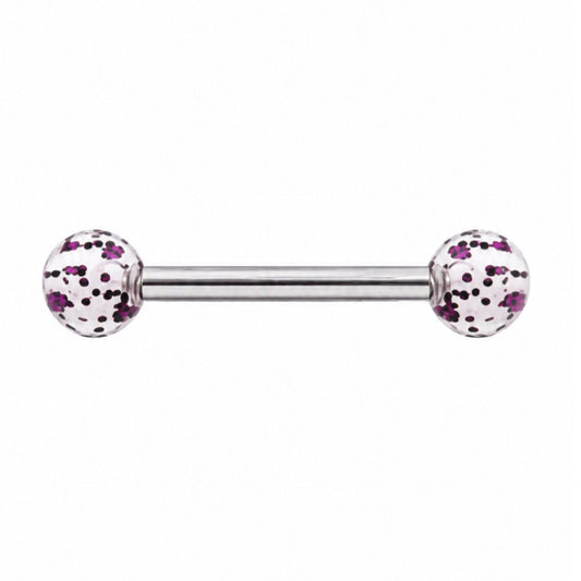 Purple Sparkle Acrylic Barbell Tongue Ring