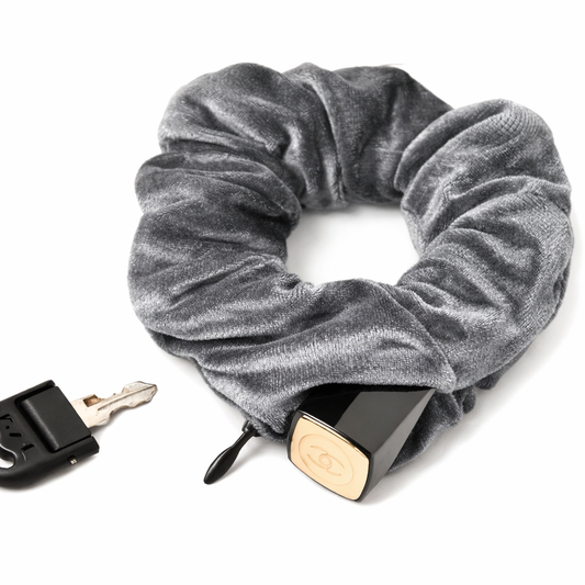 Gray Velvet Stash Scrunchie with Hidden Zipper Pocket – Hair Tie & Wristband Accessory