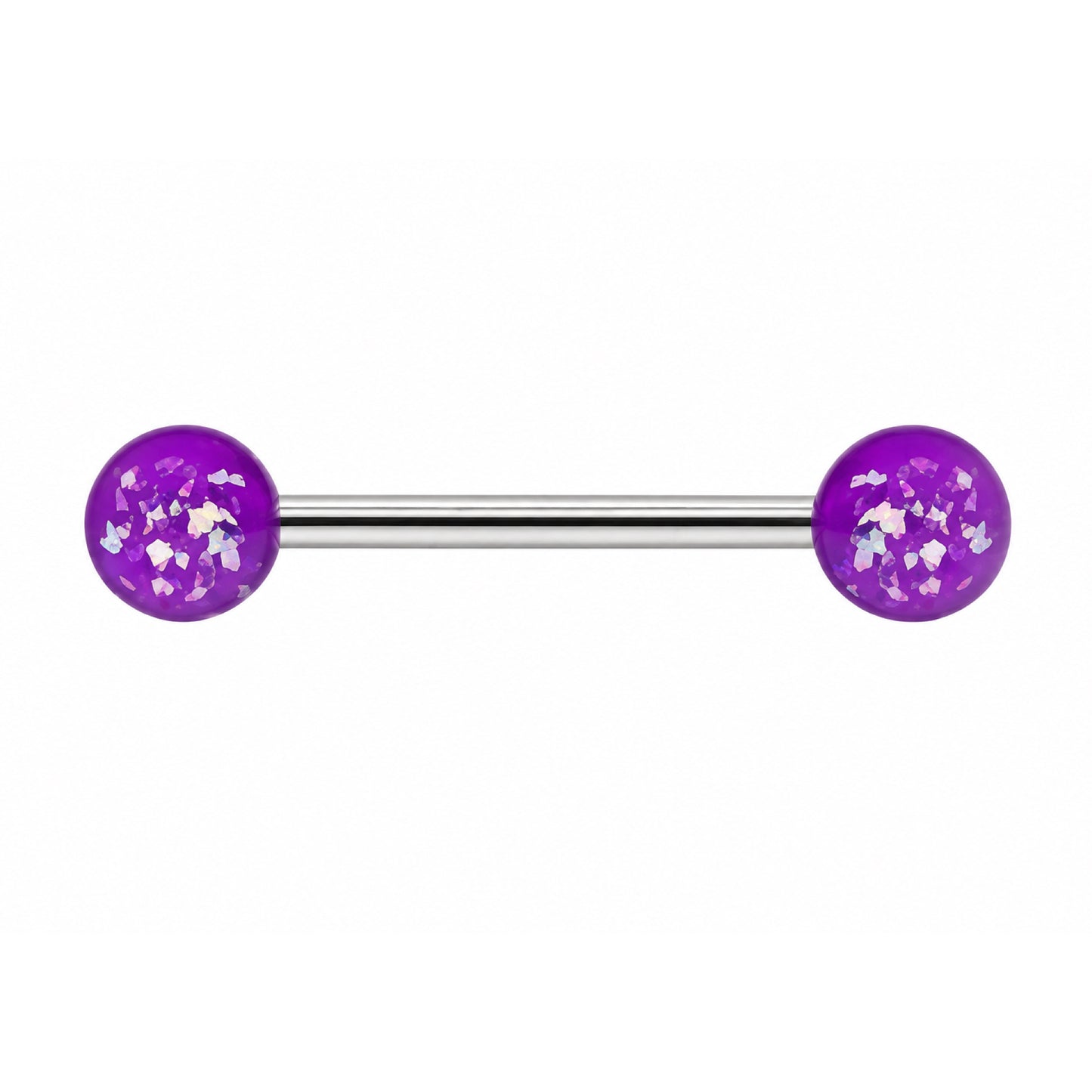 Purple Glitter Acrylic Barbell Tongue Ring