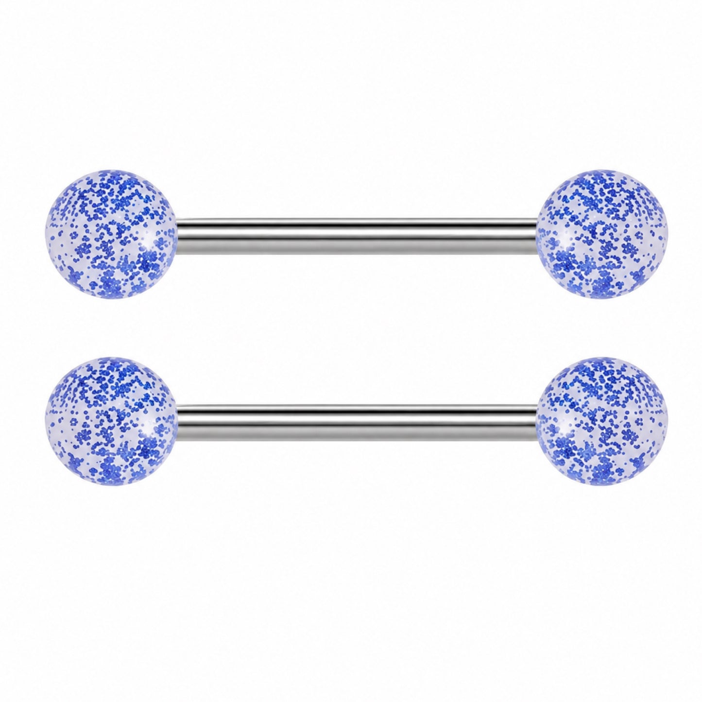 Blue Glitter Acrylic Ball Nipple Rings