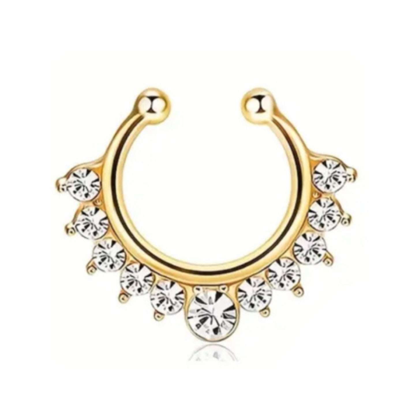 Gold CZ Clip-On Faux Septum Ring