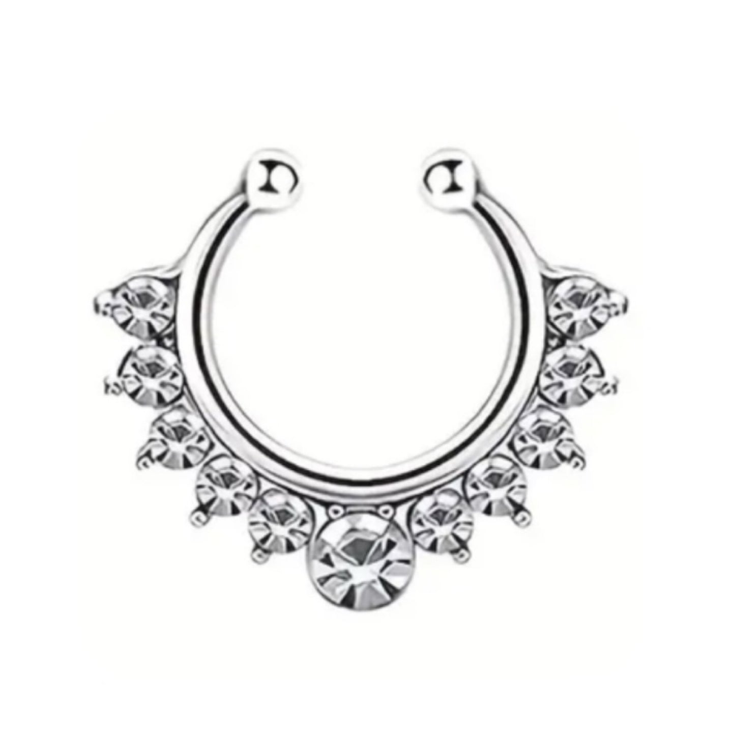 Clear CZ Clip On Septum Ring