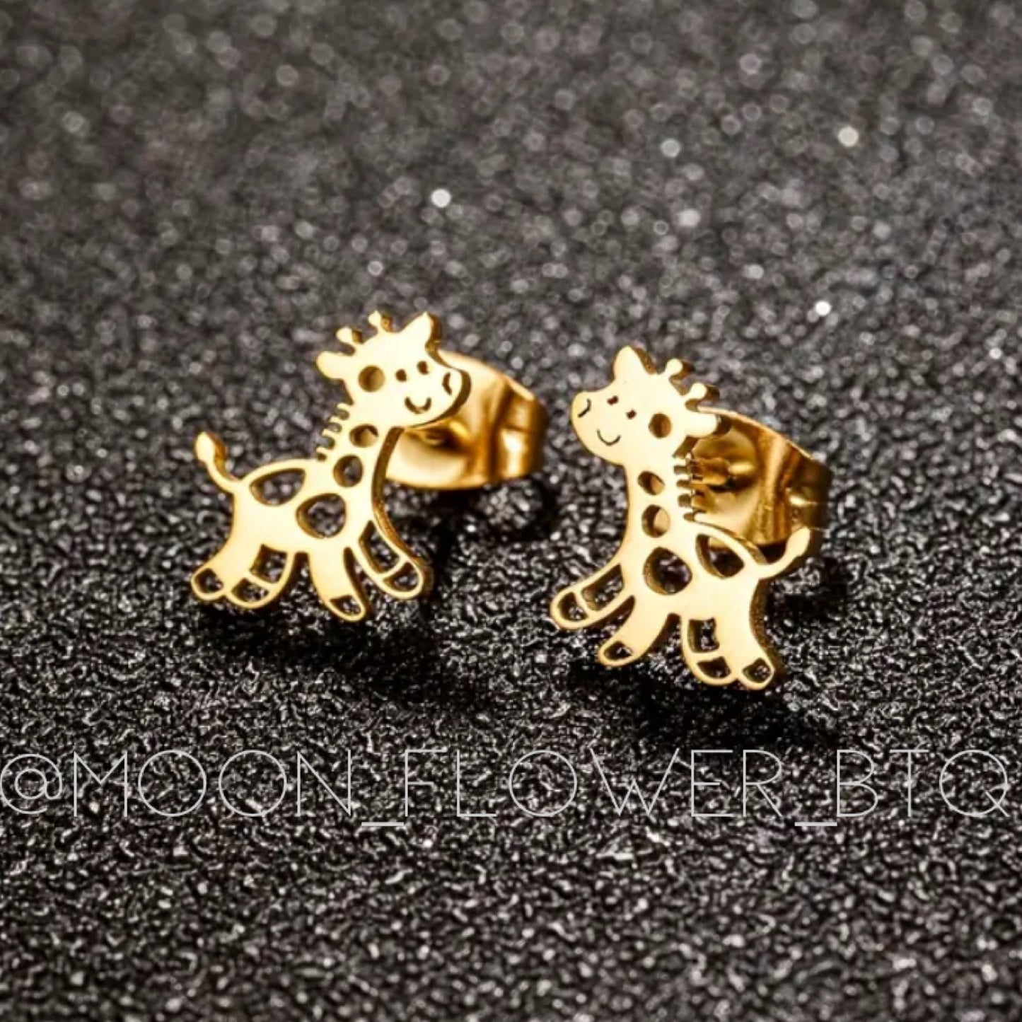 Tiny Gold Giraffe Stud Earrings