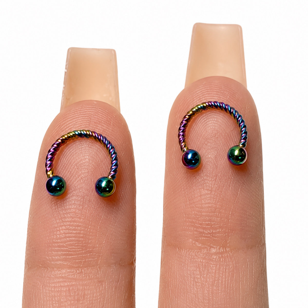 Twisted Rainbow Horseshoe Barbell Earrings