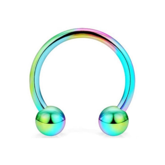 Rainbow Anodized Horseshoe Barbell Septum Ring