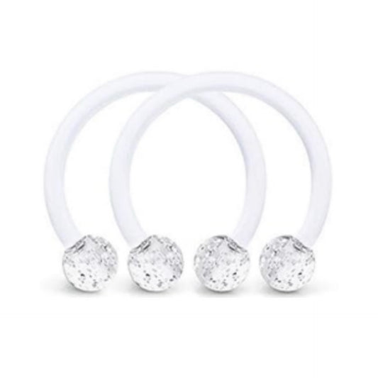 Clear Glitter Bioflex Horseshoe Earrings