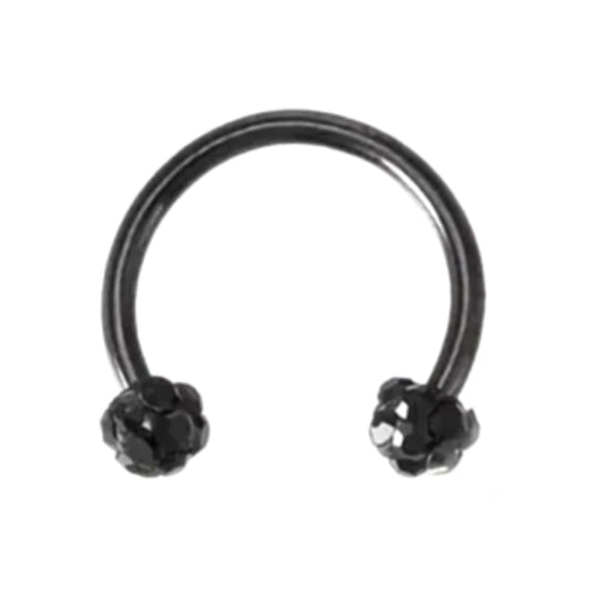 Black CZ Silver Horseshoe Barbell Septum Ring
