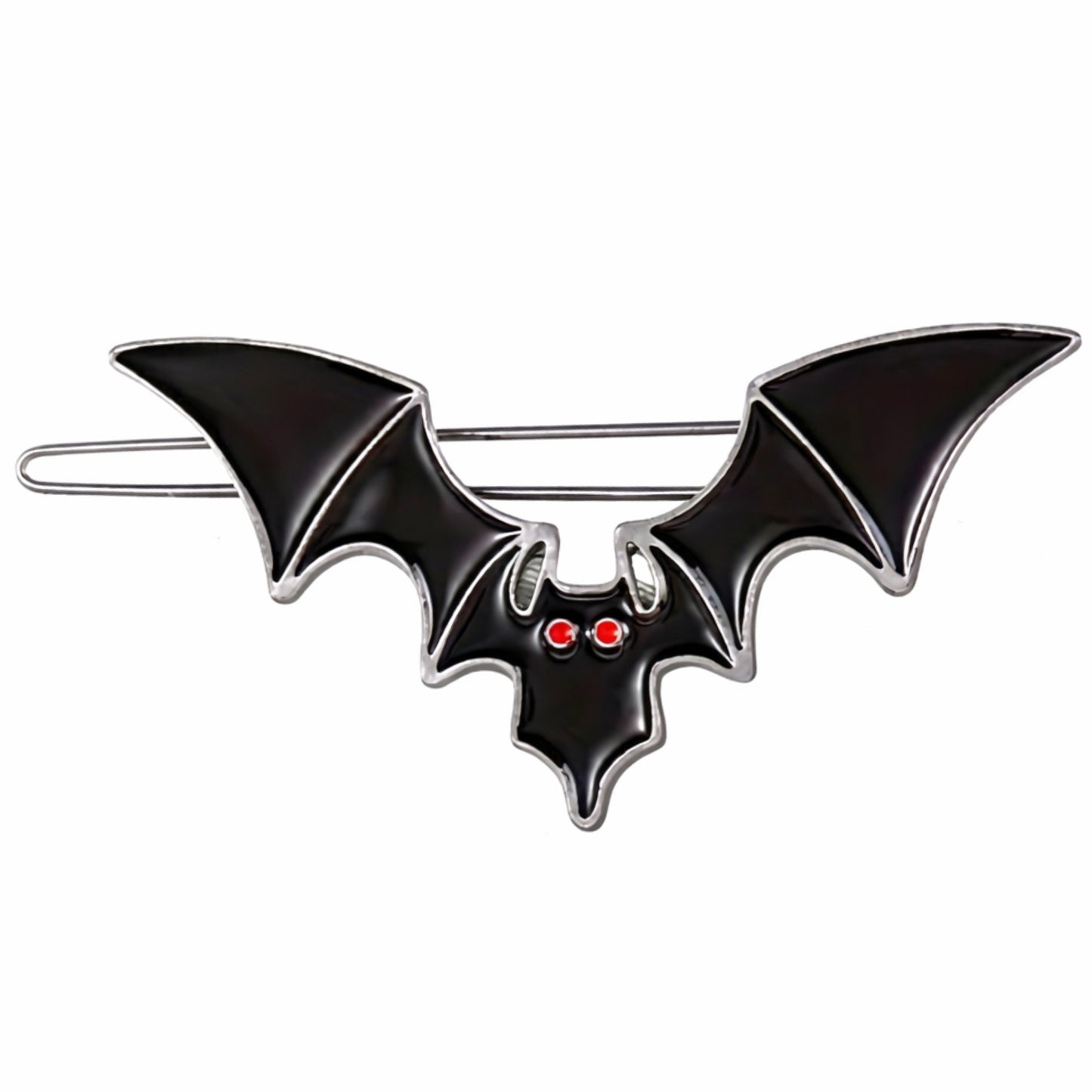 Gothic Black Bat Hair Clip with Red Eyes