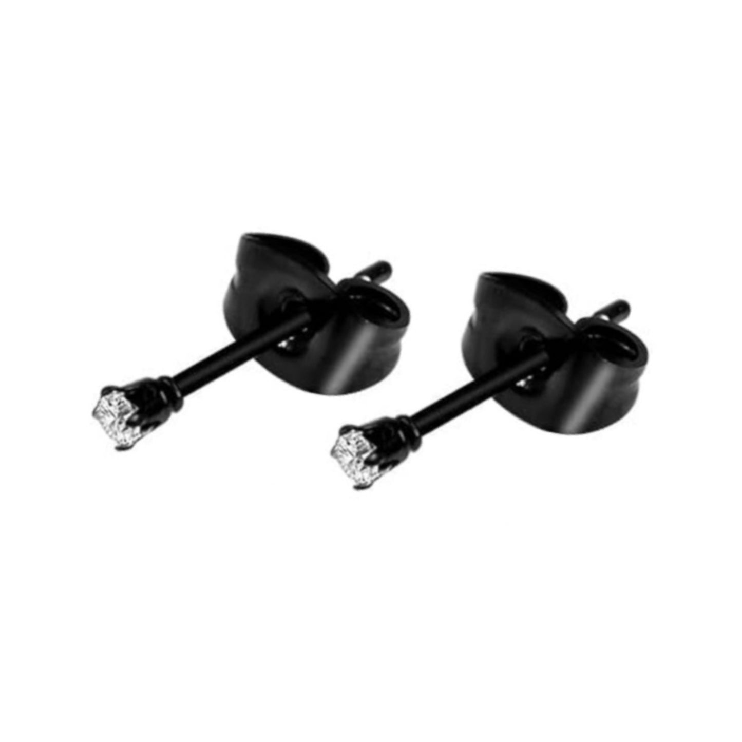 Tiny CZ Black Stud Earrings