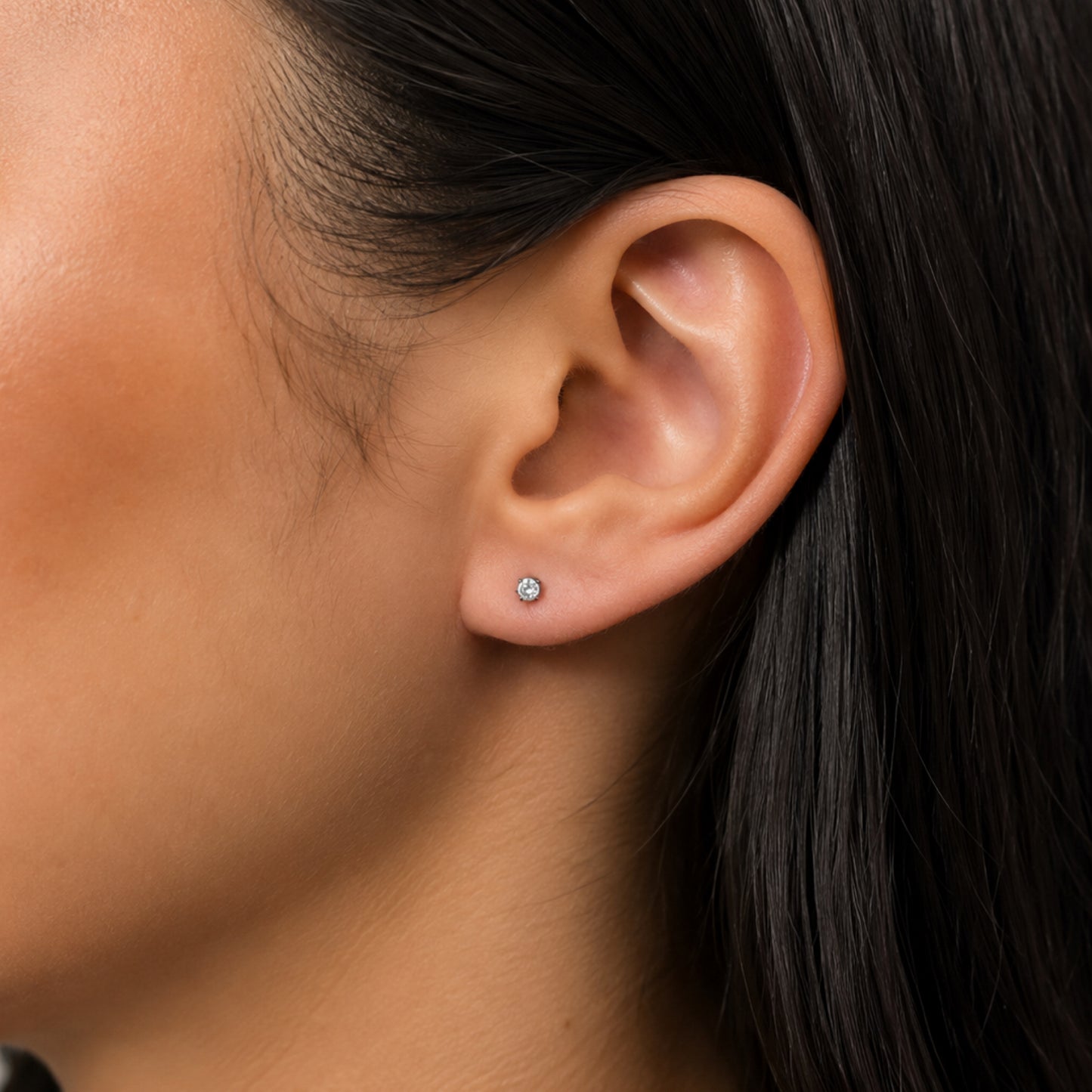 Tiny CZ Black Stud Earrings