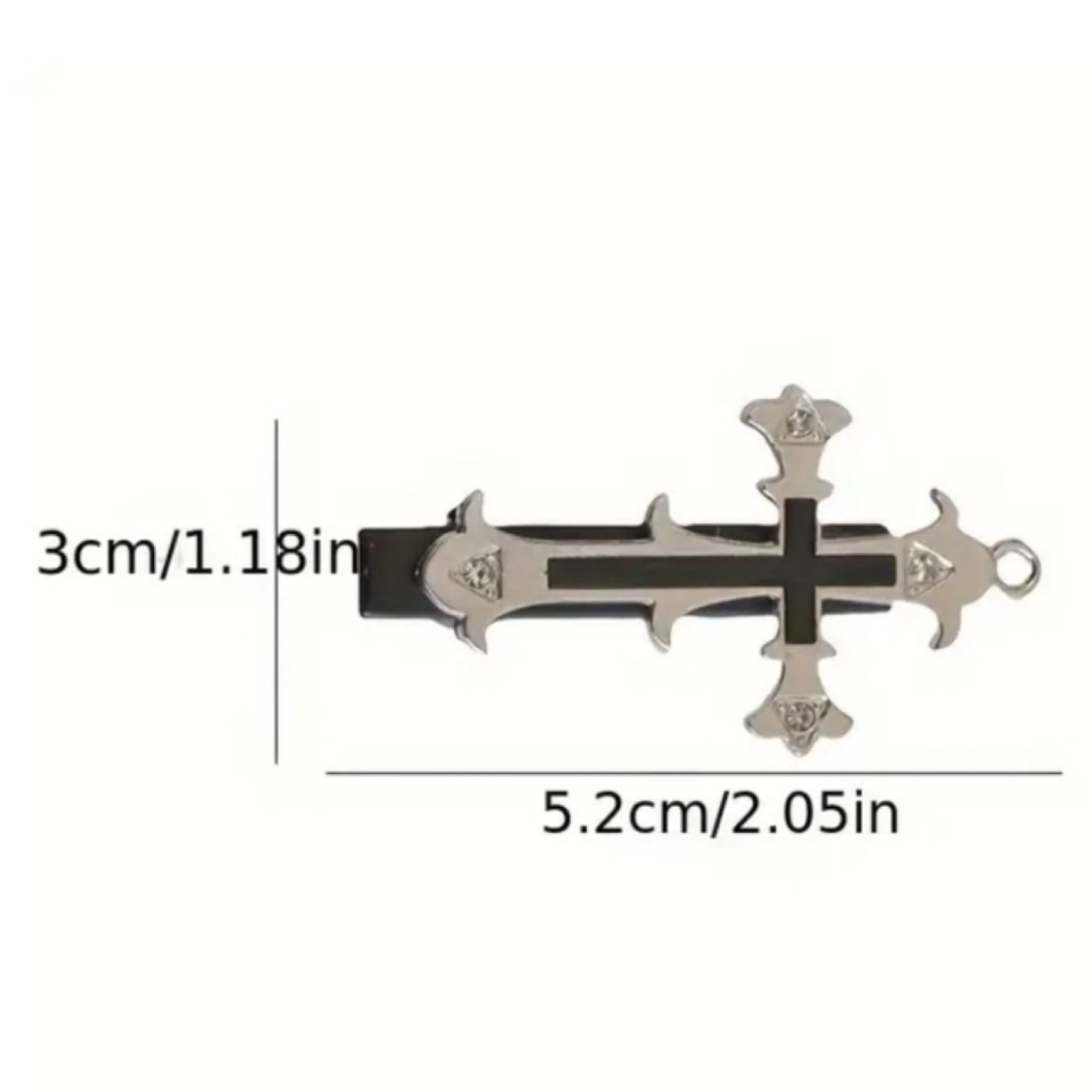 Gothic Black & Silver Cross Hair Clip Set