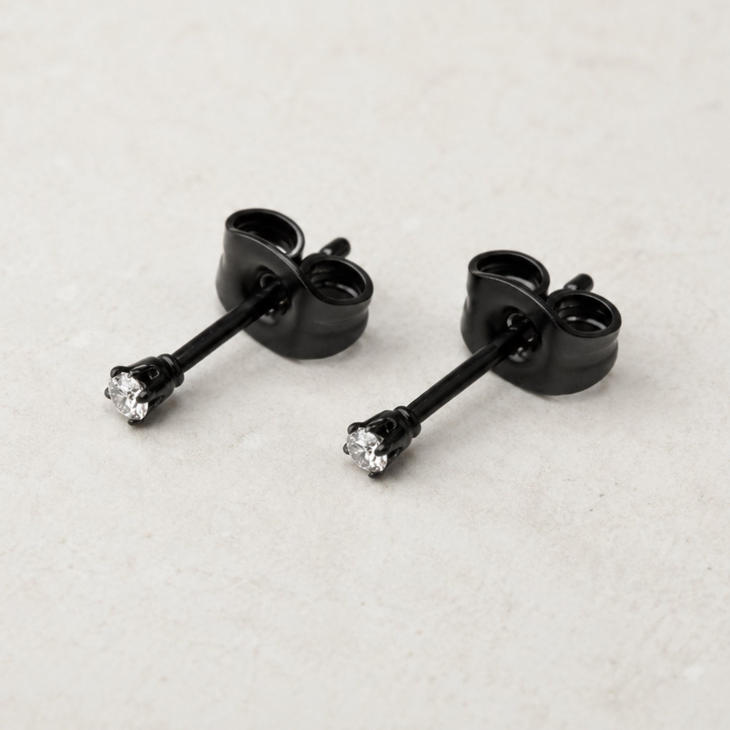 Tiny CZ Black Stud Earrings