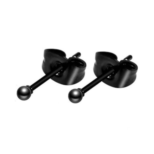 Tiny Black Ball Stud Earrings