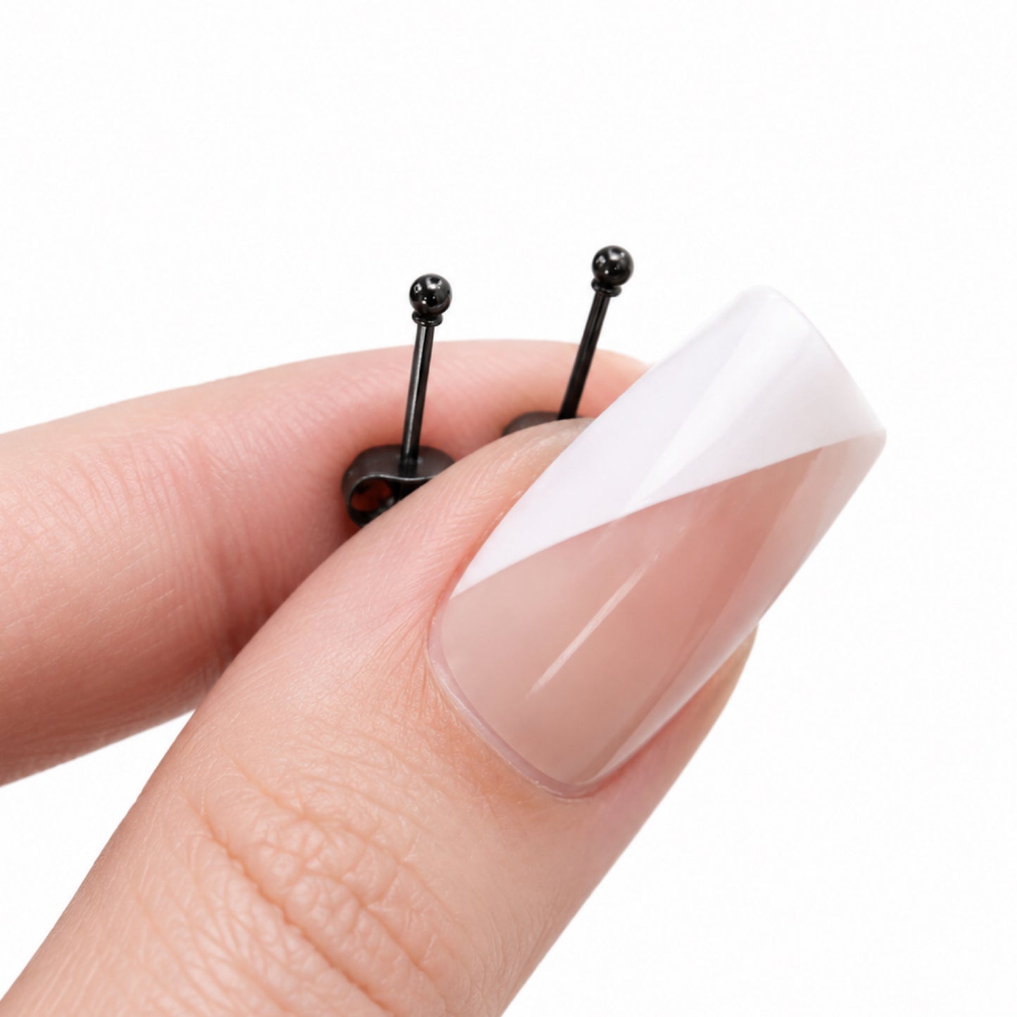 Tiny Black Ball Stud Earrings