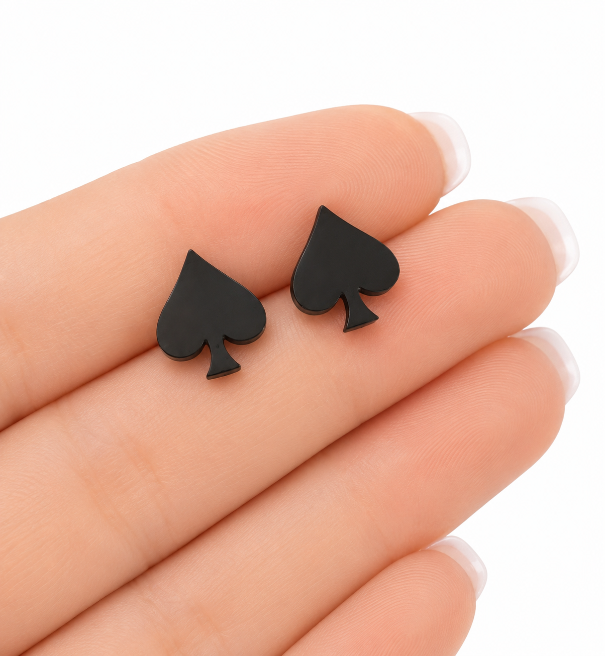 Tiny Black Spade Stud Earrings