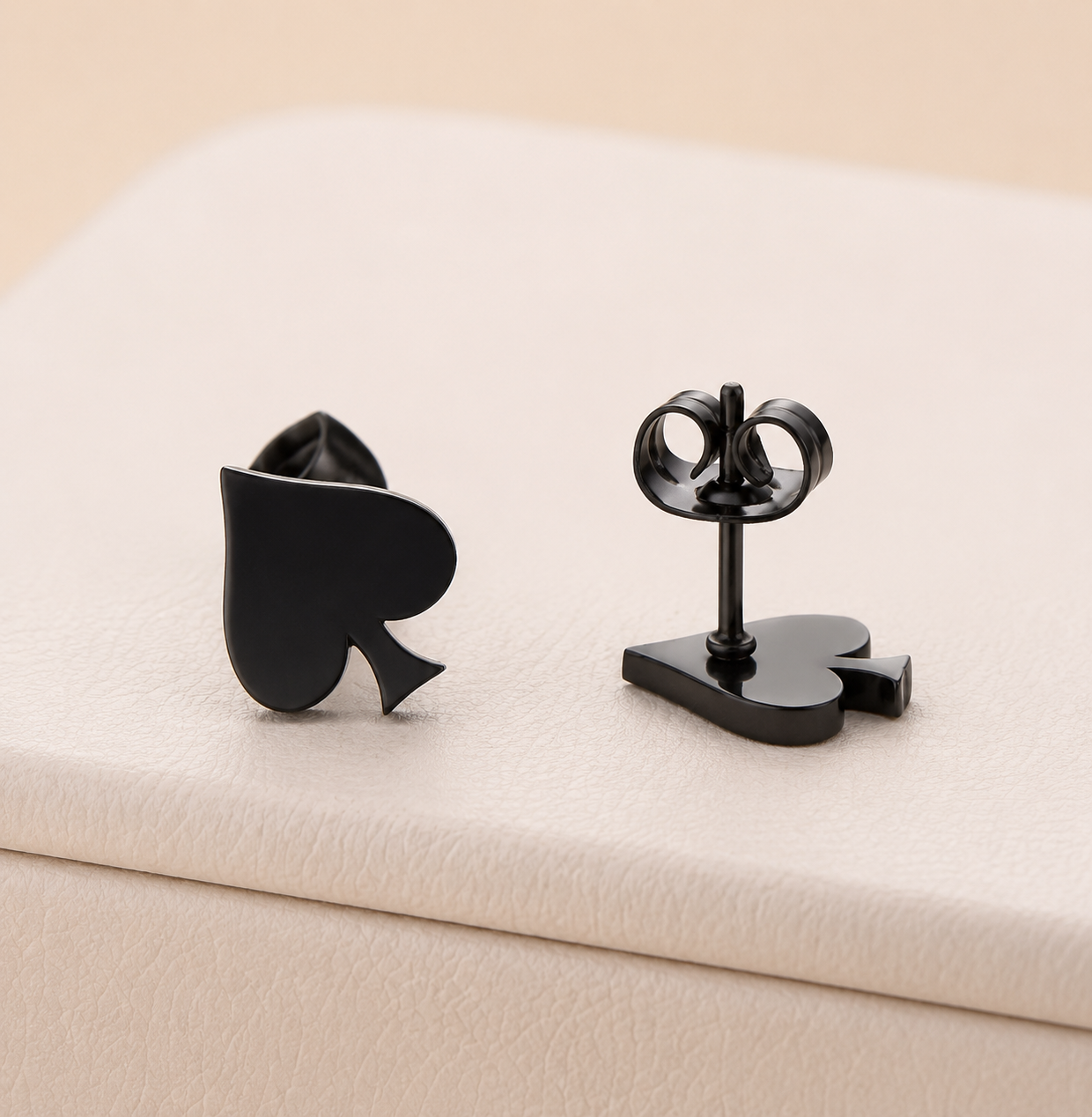 Tiny Black Spade Stud Earrings