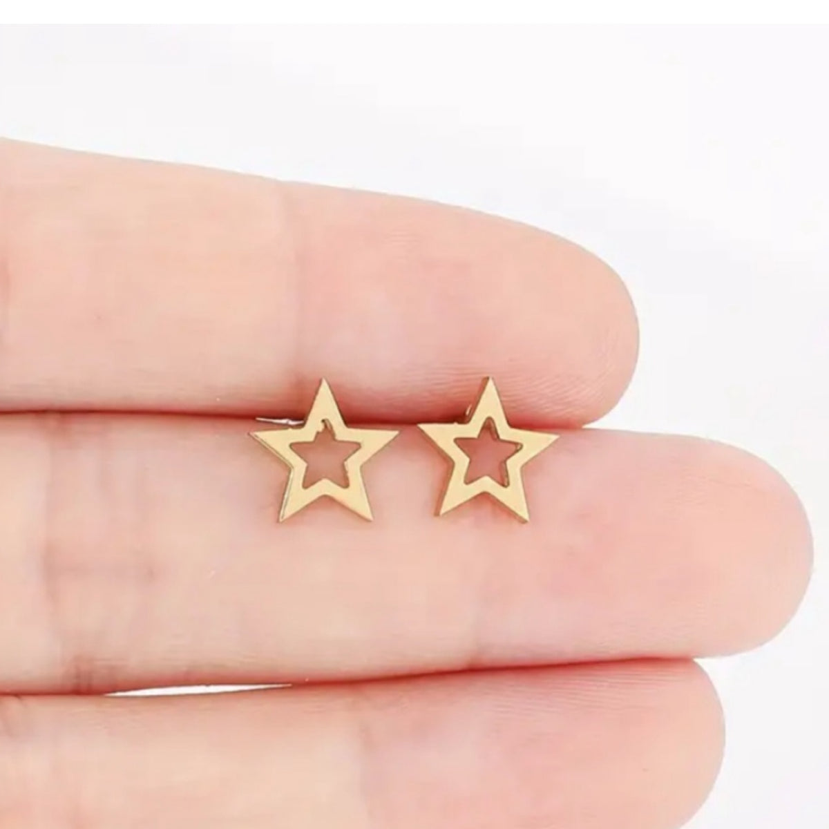 Gold Hollow Star Stud Earrings