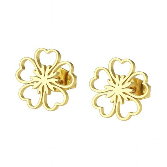 Gold Cutout Flower Stud Earrings