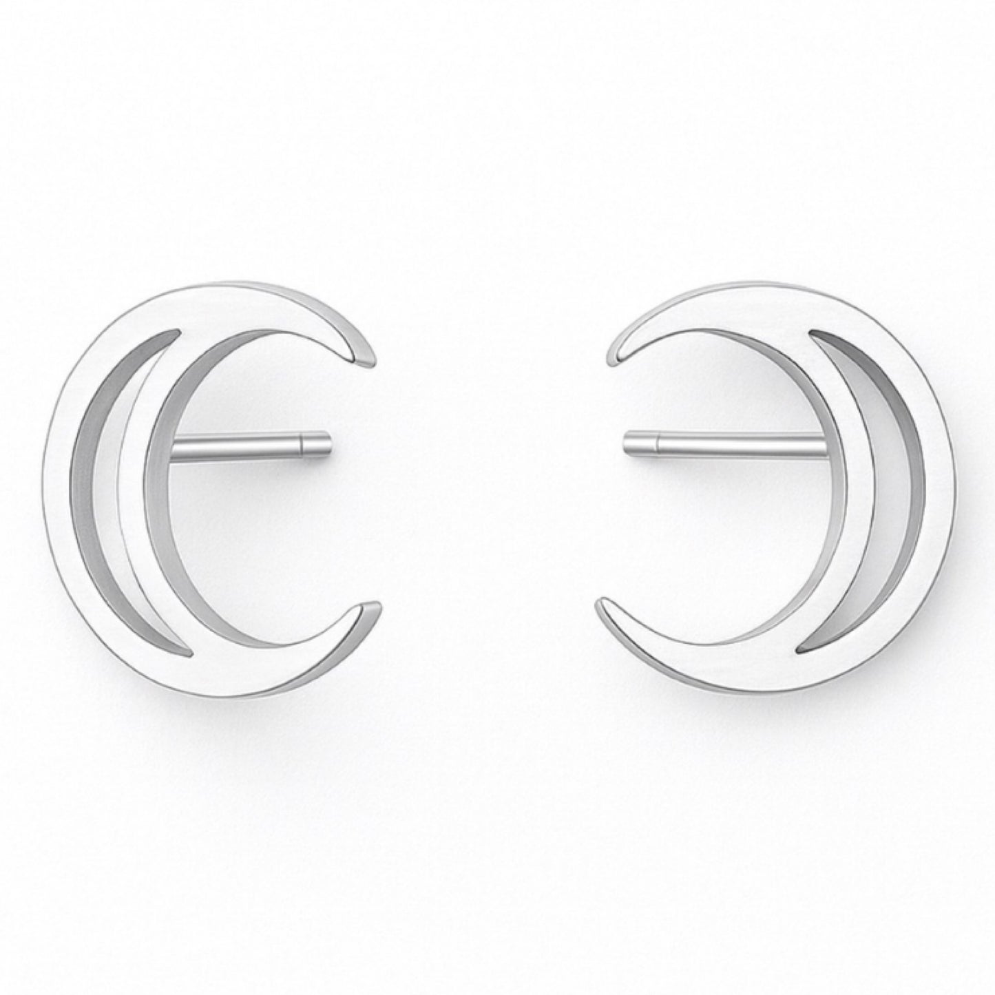 Double Crescent Moon Stud Earrings